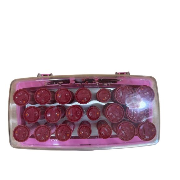 Vintage Richard Caruso Flexirolls Hot Rollers Curlers 20 Rollers & 17 Clips Pink - Picture 3 of 14